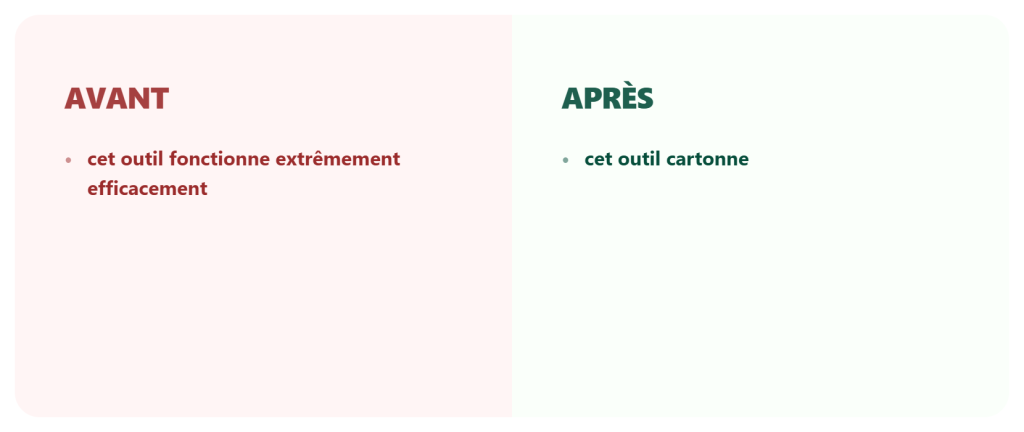 Oublie les expressions lourdes
